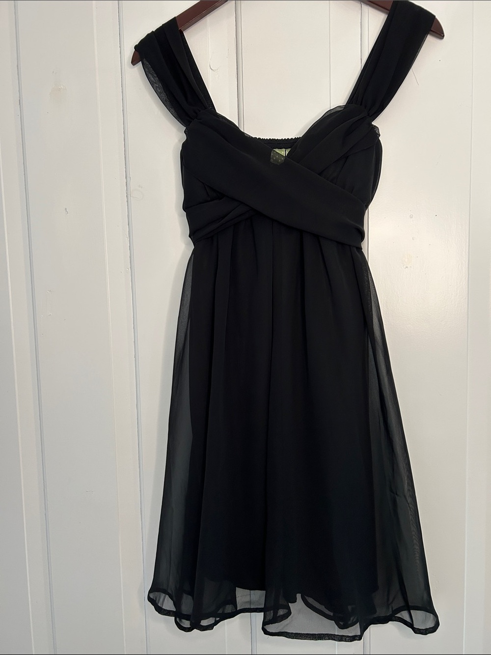 Vintage Y2K Johnny Martin Black sheer Chiffon Twist-Bodice Mini babydoll Dress